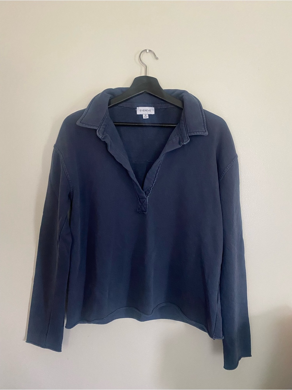 Evereve Navy V‑Neck Polo Pullover